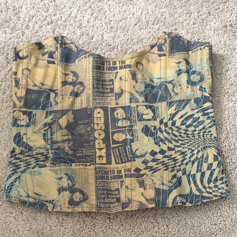 Miaou Leia Newspaper Corset Top
